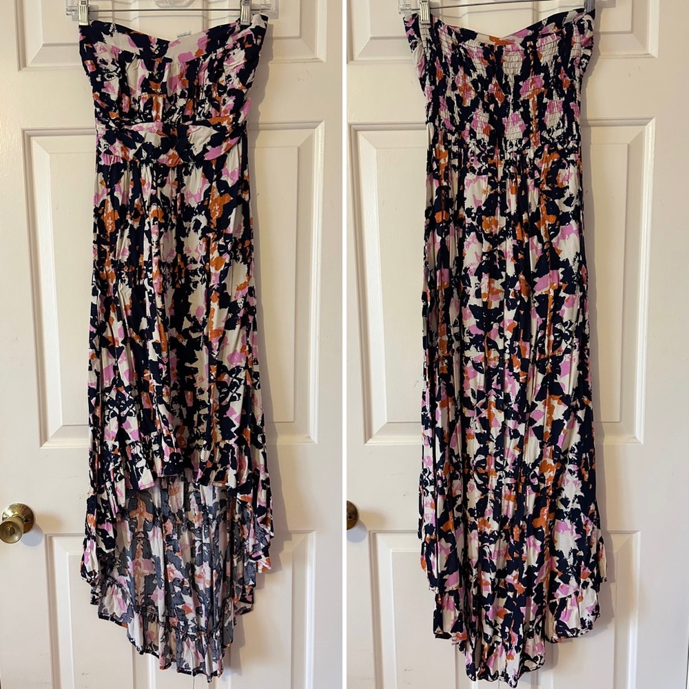 Mimi Chica High Low Strapless Print Dress